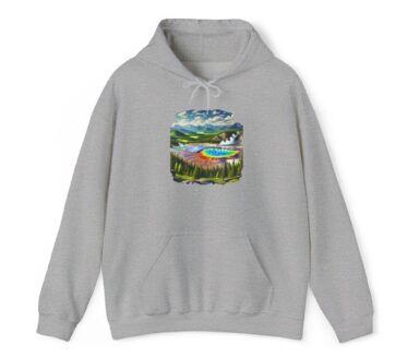 Gray Hoodie with Landscape Design