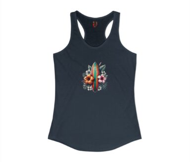 Tank Top with Surfboard and Fruit Design
