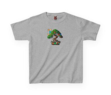 T-Shirt gris avec motif de bonsaï