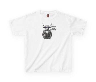 White T-Shirt with Bull Graphic and Text