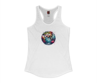 White Tank Top with Earth Design