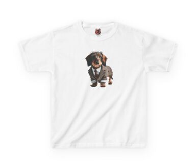 Dachshund in a Suit on a White T-Shirt