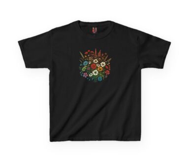 Schwarzes T-Shirt mit Blumenmuster