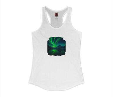 White Tank Top with Aurora Borealis Design