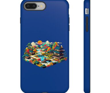 Etui de téléphone coloré avec motif de paysage japonais