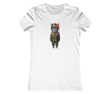 Camiseta de gato con uniforme militar
