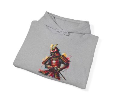Gray Hoodie with Samurai Design
