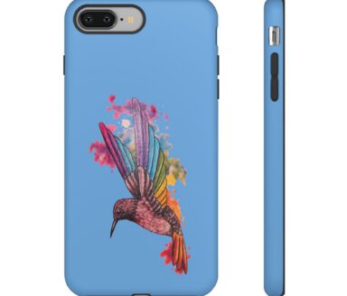 Funda de teléfono con colibrí colorido