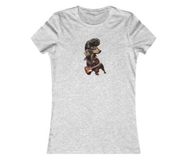 T-Shirt graphique avec chien de dessin animé jouant de la guitare