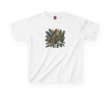 Camiseta blanca con diseño botánico