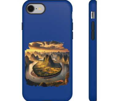 Blue Phone Case with Landscape Design