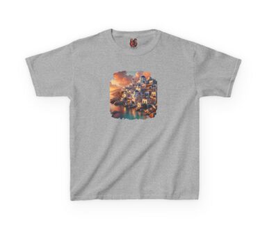 Gray T-Shirt with Colorful Graphic Design