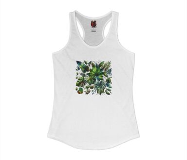 White Tank Top with Leaf Print Design