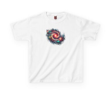 Camiseta blanca con diseño de galaxia