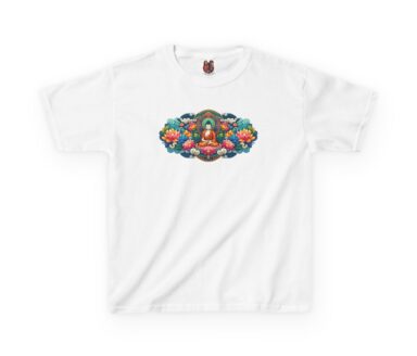 White T-Shirt with Buddha Design