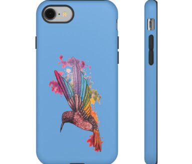 Funda de teléfono con colibrí colorido