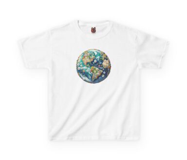 White T-Shirt with Earth Design