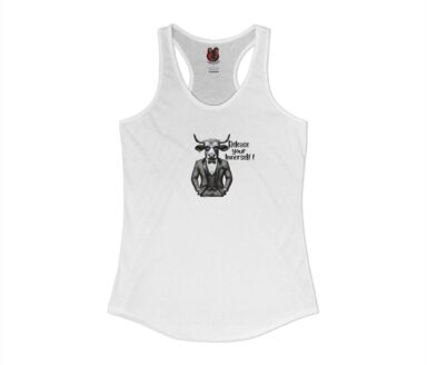 White Tank Top with Bull Graphic