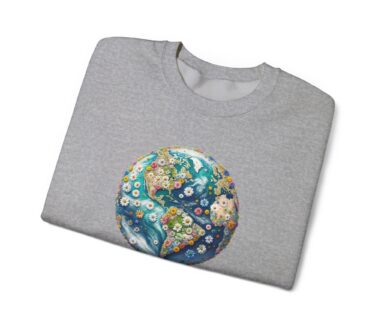 Gray Sweatshirt with Floral Earth Design