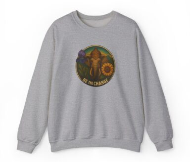 Gray Sweatshirt with Elephant and Floral Design