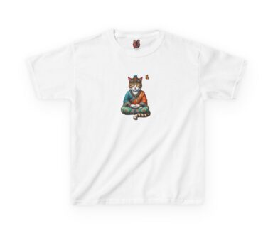 T-shirt blanc avec illustration de chat