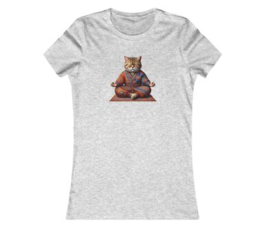 Modèle de t-shirt avec chat en méditation