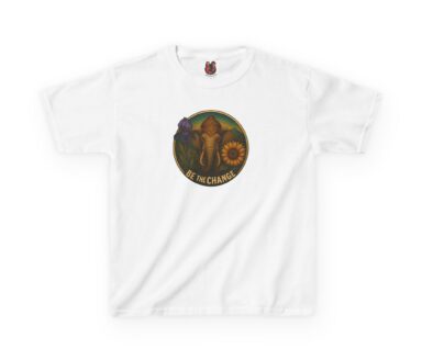 White T-Shirt with Be the Change Design