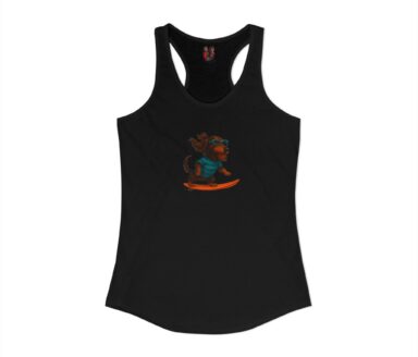 Camiseta sin mangas negra con diseño de un perro de dibujos animados