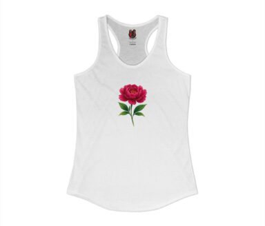 White Tank Top with Pink Flower Design