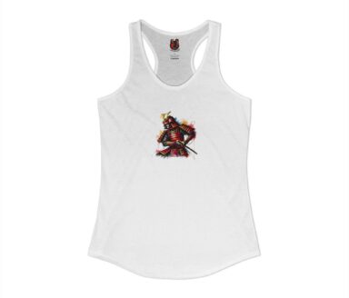 White Tank Top with Samurai Graphic