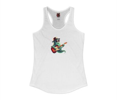 Graphic Tank Top with Cartoon Ghost Playing Guitar