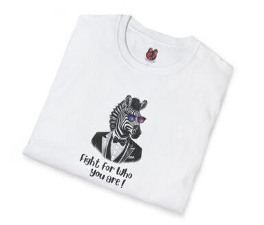 White T-shirt with Zebra Graphic and Text