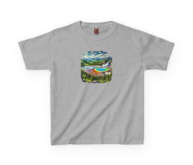 Gray T-Shirt with Landscape Design