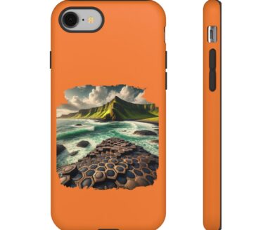 Orange Phone Case with Landscape Design