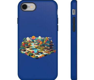Etui de téléphone bleu avec motif de paysage