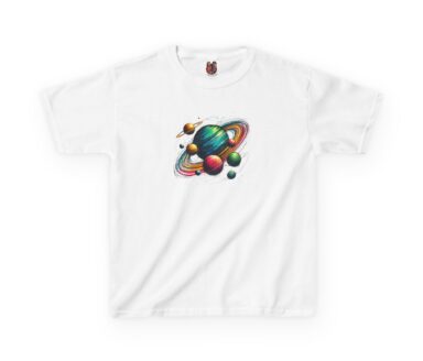 White T-Shirt with Planetary Design