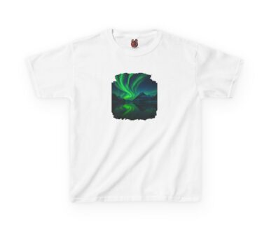 White T-shirt with Northern Lights Design