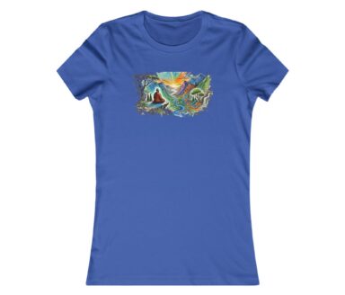 T-shirt bleu avec motif nature