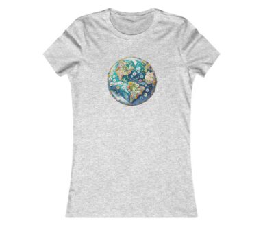 Gray T-Shirt with Earth Design