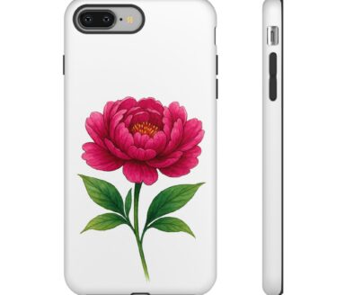 Funda de teléfono con flor de peonía rosa