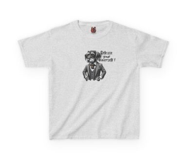 Gray T-Shirt with Dog Illustration