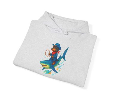 Hooded Sweatshirt with Dog and Shark Design