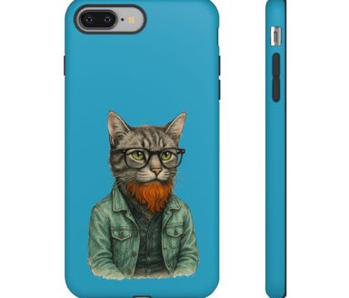 Telefoonhoesje met Kat thema, met bril en baard