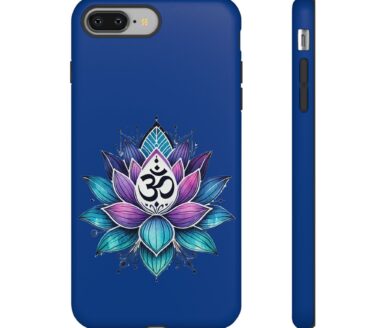 Étui bleu pour téléphone portable avec motif Lotus
