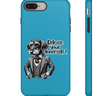 Dog-Themed Phone Case with Suit Design