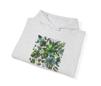 Gray Hoodie with Leaf Print Design