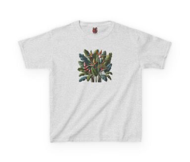Camiseta gris con estampado botánico