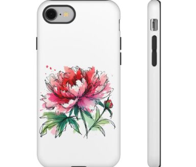 Funda de teléfono floral con diseño de peonía