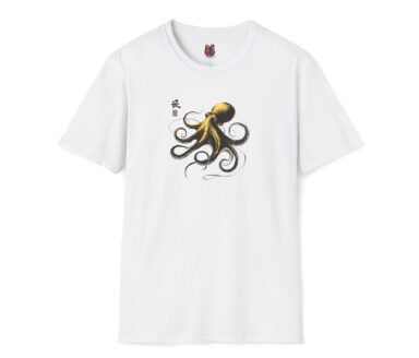 T-shirt blanc avec un motif de poulpe