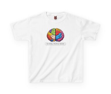 White T-shirt with Colorful Brain Design
